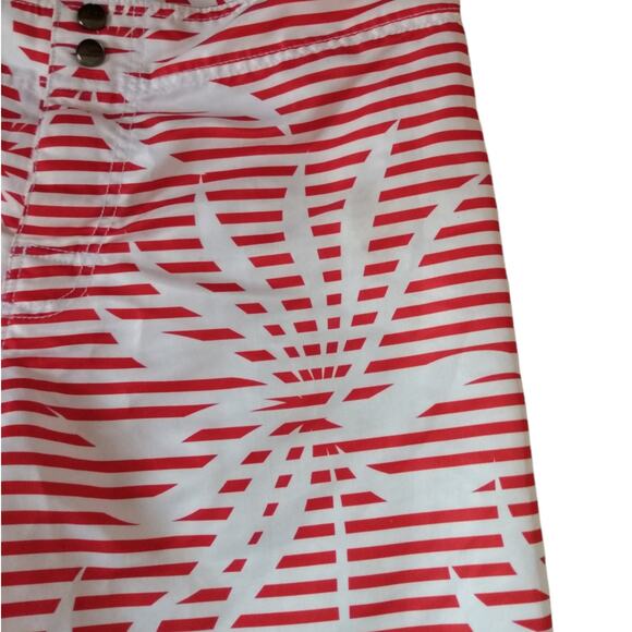 Lift Blue Mens 38 Surf Skate Swim Trunks Red White Striped Palm Board Shorts - Picture 7 of 9